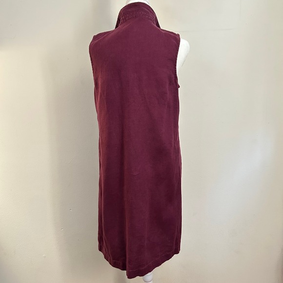 Garnet Hill Sleeveless Button Front Shirt Dress Burgundy Linen Blend Size 6 - Picture 4 of 9